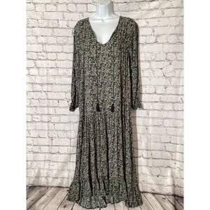 Carly Jean Los Angeles Dress Womens Small Black White Abstract Tassel Maxi Boho
